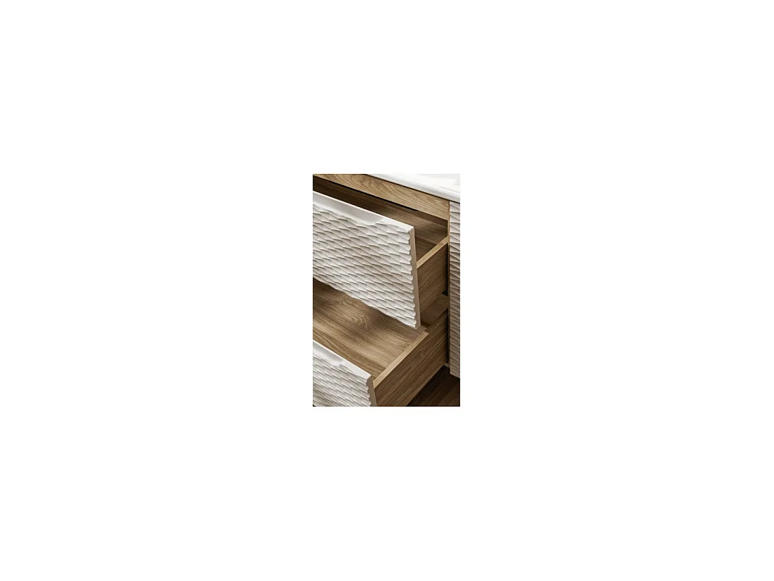 Set voor badkamer YOKA beige: opbergmeubel 30 cm + blad voor wastafel