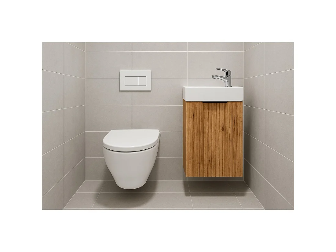 Mueble bajo lavabo NOXERA 40 cm – Roble wotan – Lavabo encastrado