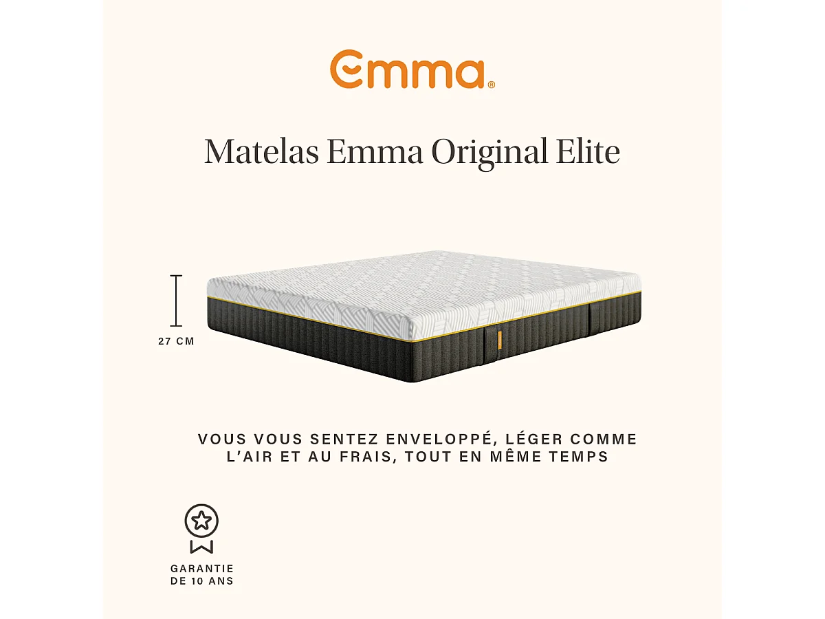Emma Matelas Original Elite 27 x 180 x 200 cm Blanc
