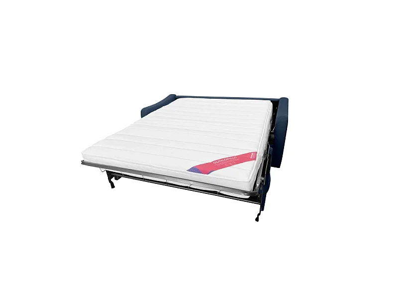 HORACE canapé droit convertible Rapido 3 places bleu nuit avec matelas Dunlopillo 15cm 140x200 cm