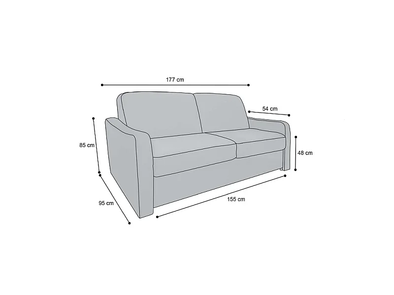 HORACE canapé droit convertible Rapido 3 places bleu nuit avec matelas Dunlopillo 15cm 140x200 cm