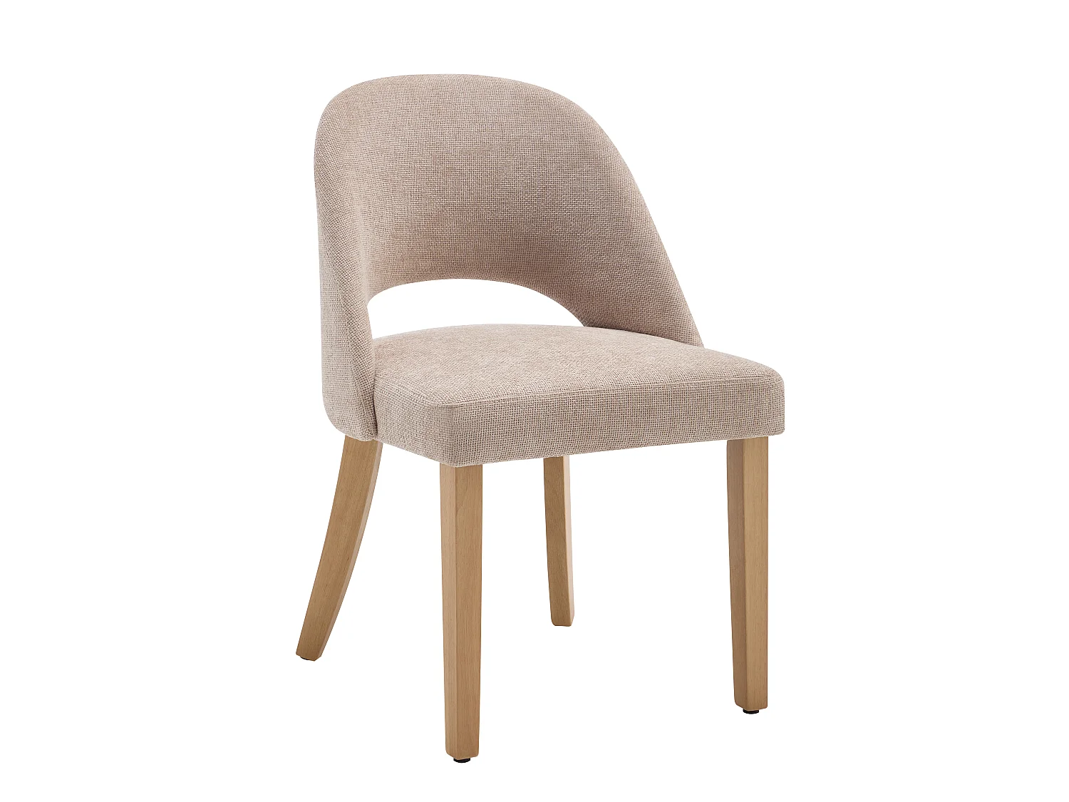 Lot de 6 chaises en tissu texturé et bois d'hévéa - Beige - FUNIRA