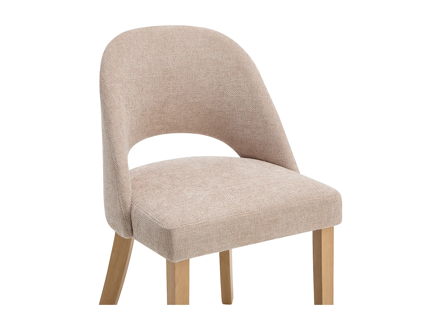 Lot de 6 chaises en tissu texturé et bois d'hévéa - Beige - FUNIRA