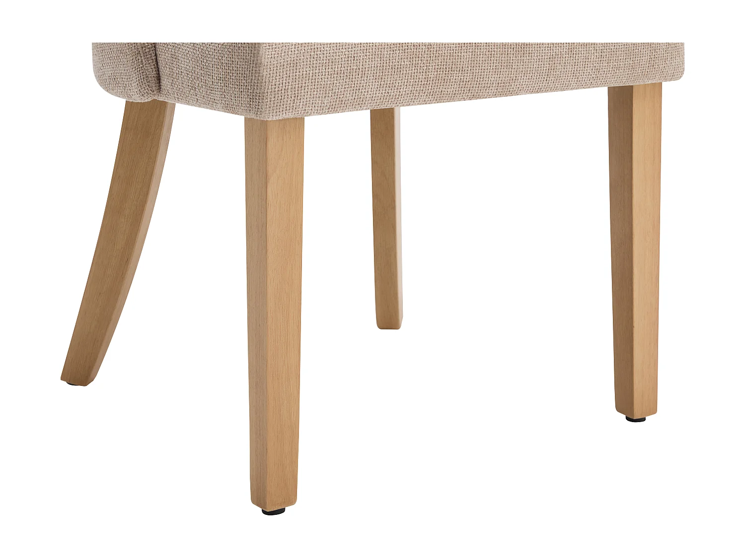 Lot de 6 chaises en tissu texturé et bois d'hévéa - Beige - FUNIRA