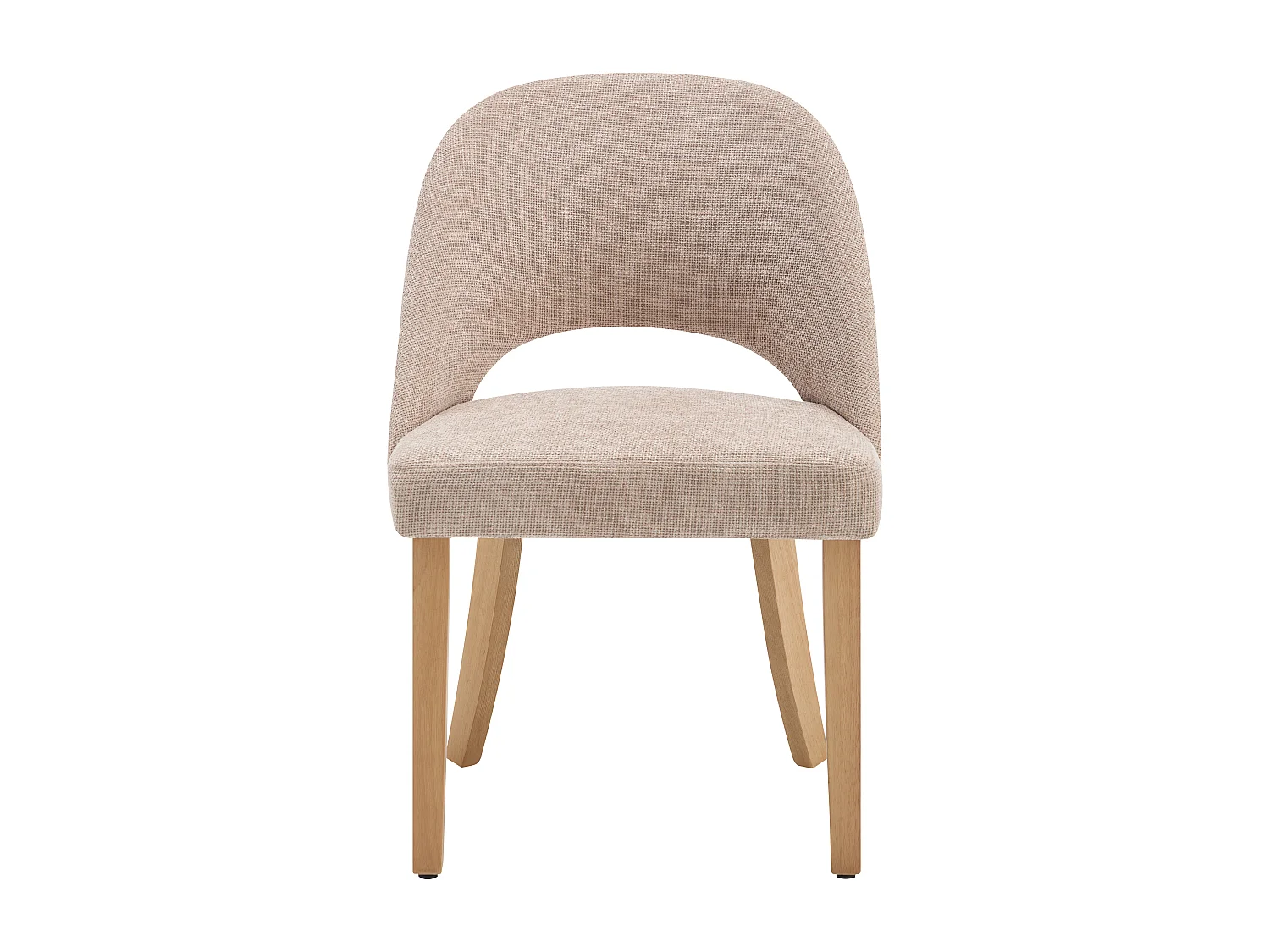 Lot de 6 chaises en tissu texturé et bois d'hévéa - Beige - FUNIRA