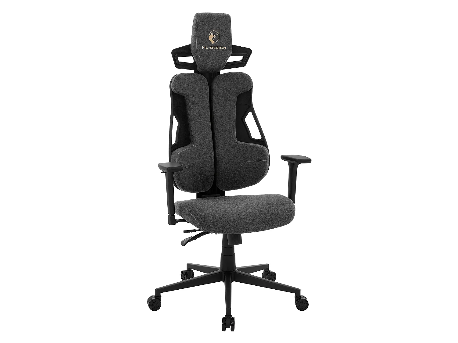 ML-Design Silla gaming ergonómica, tela azul, asiento de ordenador con soporte lumbar, reposacabezas, reposabrazos 3D sillón gamer