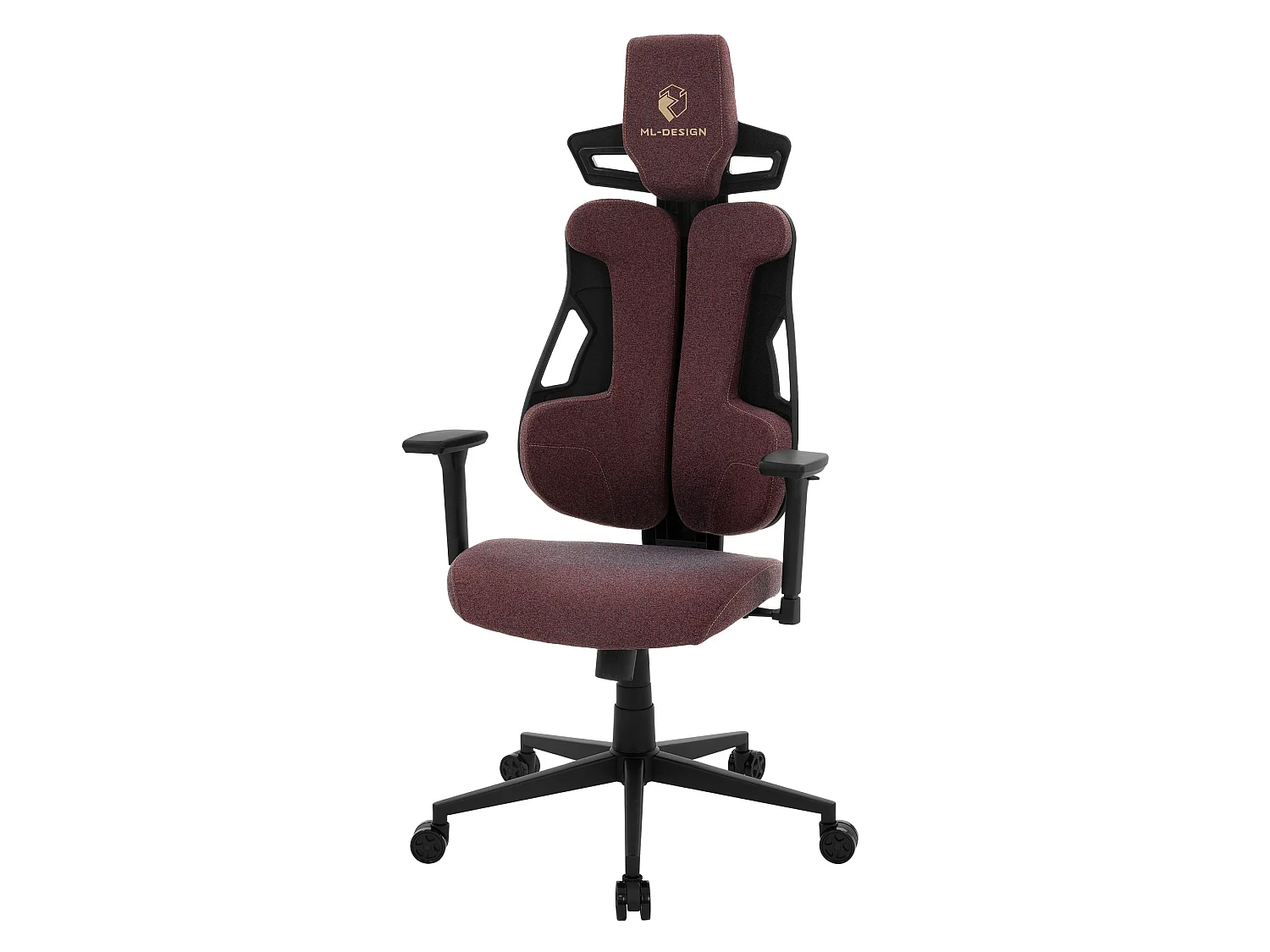 ML-Design Silla gaming ergonómica, tela rojo, asiento de ordenador con soporte lumbar, reposacabezas, reposabrazos 3D sillón gamer