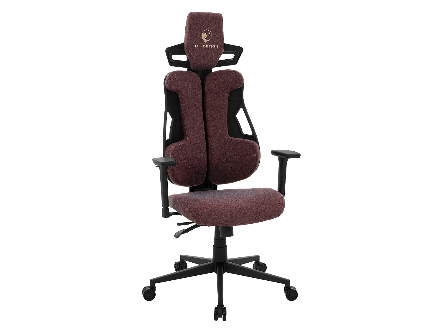 ML-Design Silla gaming ergonómica, tela rojo, asiento de ordenador con soporte lumbar, reposacabezas, reposabrazos 3D sillón gamer