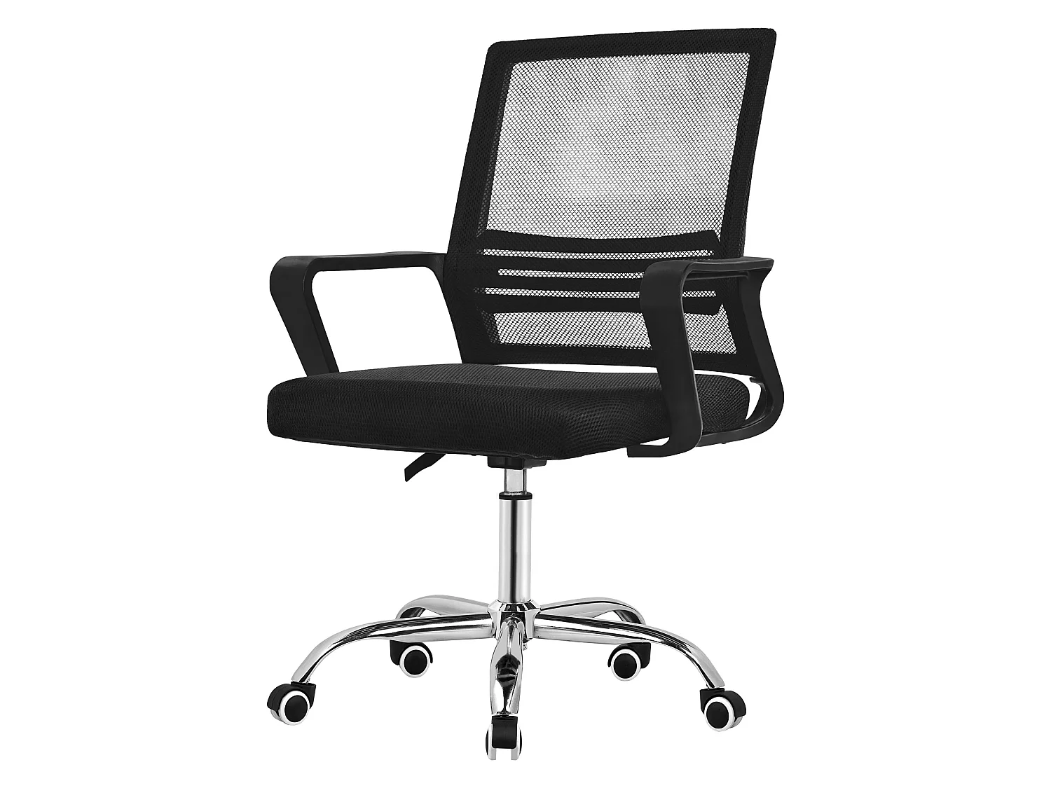 Chaise de bureau ergonomique noir avec roulettes pivotant 360° avec dossier en maille soutien lombaire et accoudoirs siège ordinateur hauteur réglable