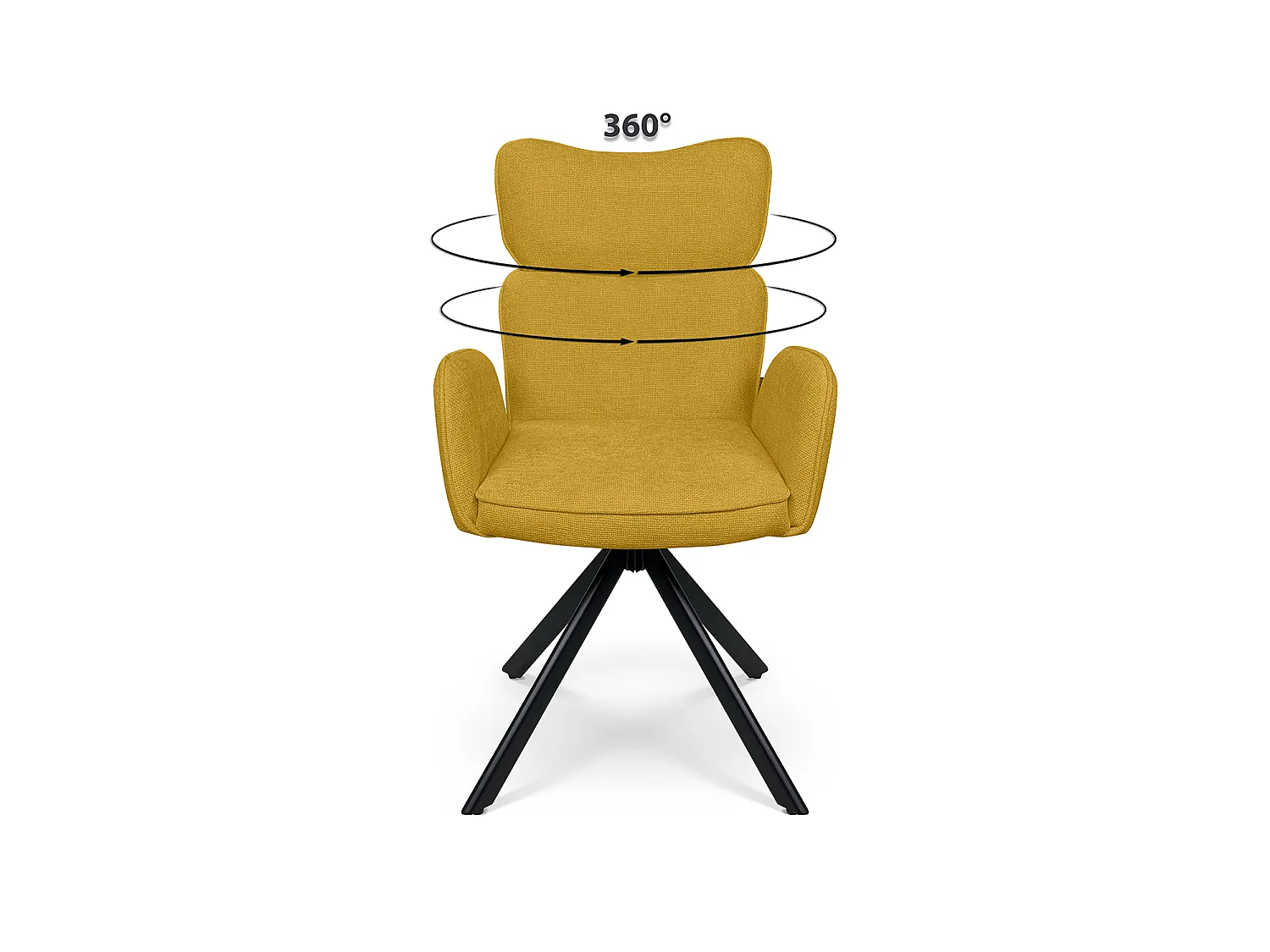 Sedia ufficio in tessuto, poltrona girevole giallo senape – Oslo