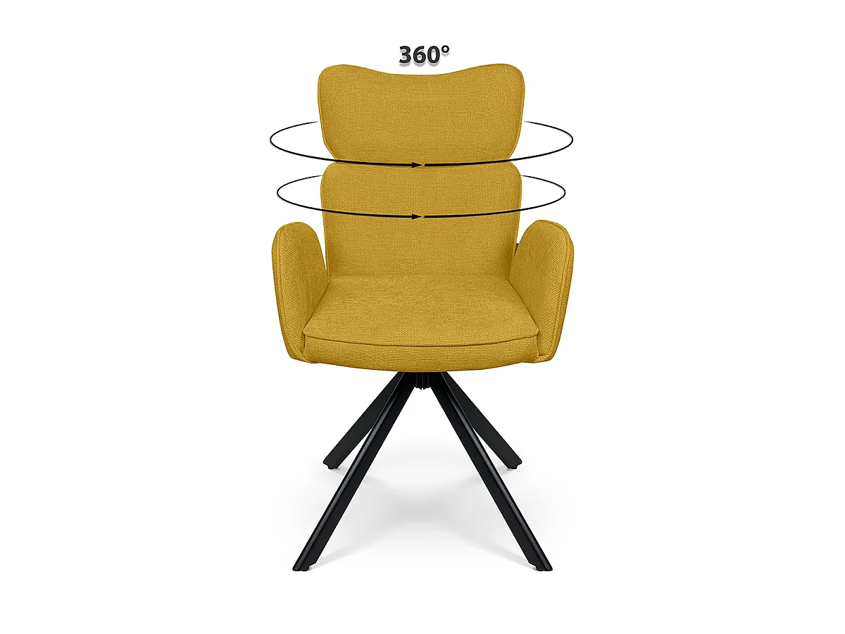 Sedia ufficio in tessuto, poltrona girevole giallo senape – Oslo