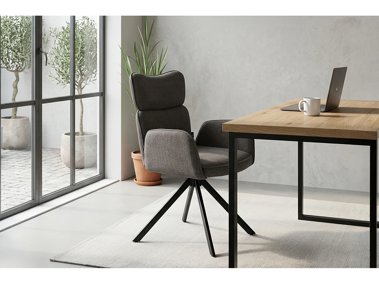 Sedia ufficio in tessuto, poltrona girevole grigio antracite – Oslo