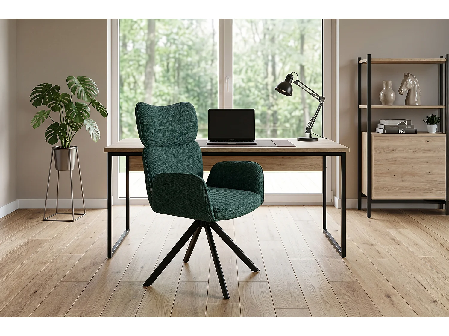 Sedia ufficio in tessuto, poltrona girevole verde abete – Oslo