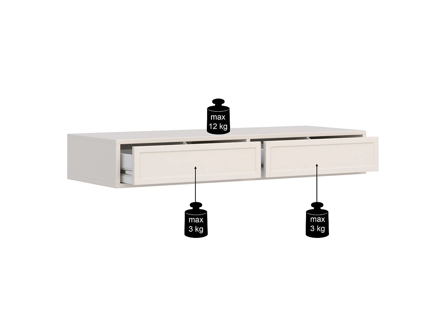Coiffeuse 2 tiroirs - 110 cm - grège - VELVETO