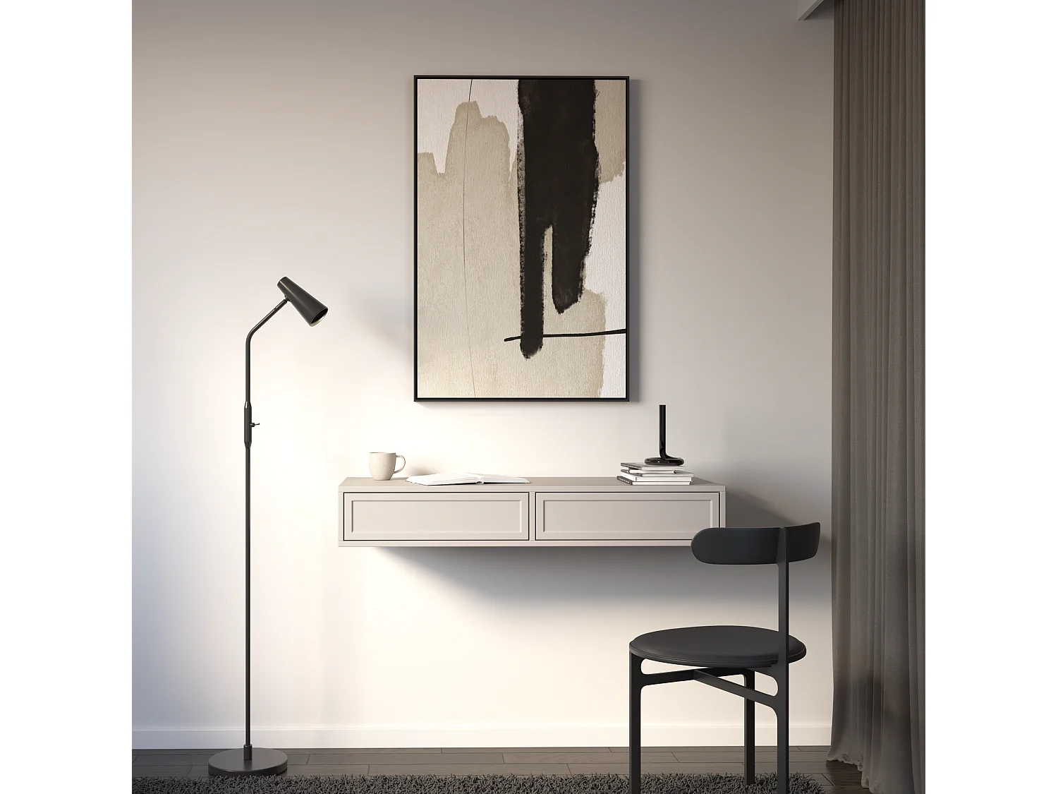 Coiffeuse 2 tiroirs - 110 cm - grège - VELVETO
