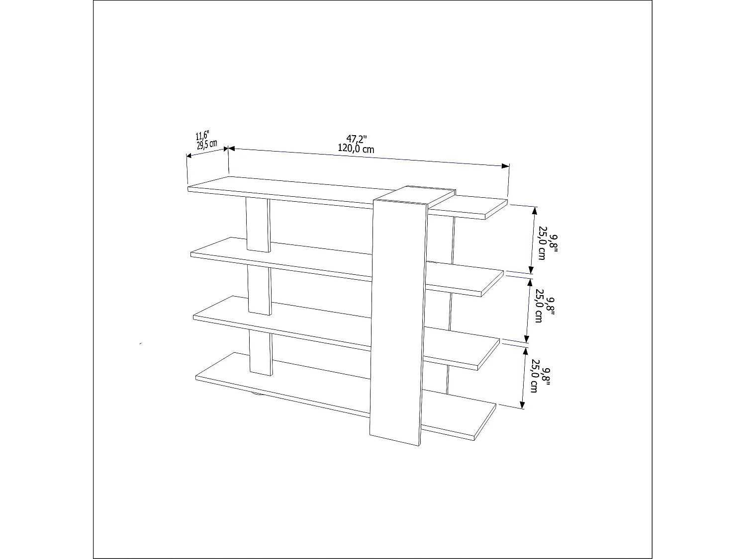 Nur 4-tier Open Shelving Bookcase and Display Unit