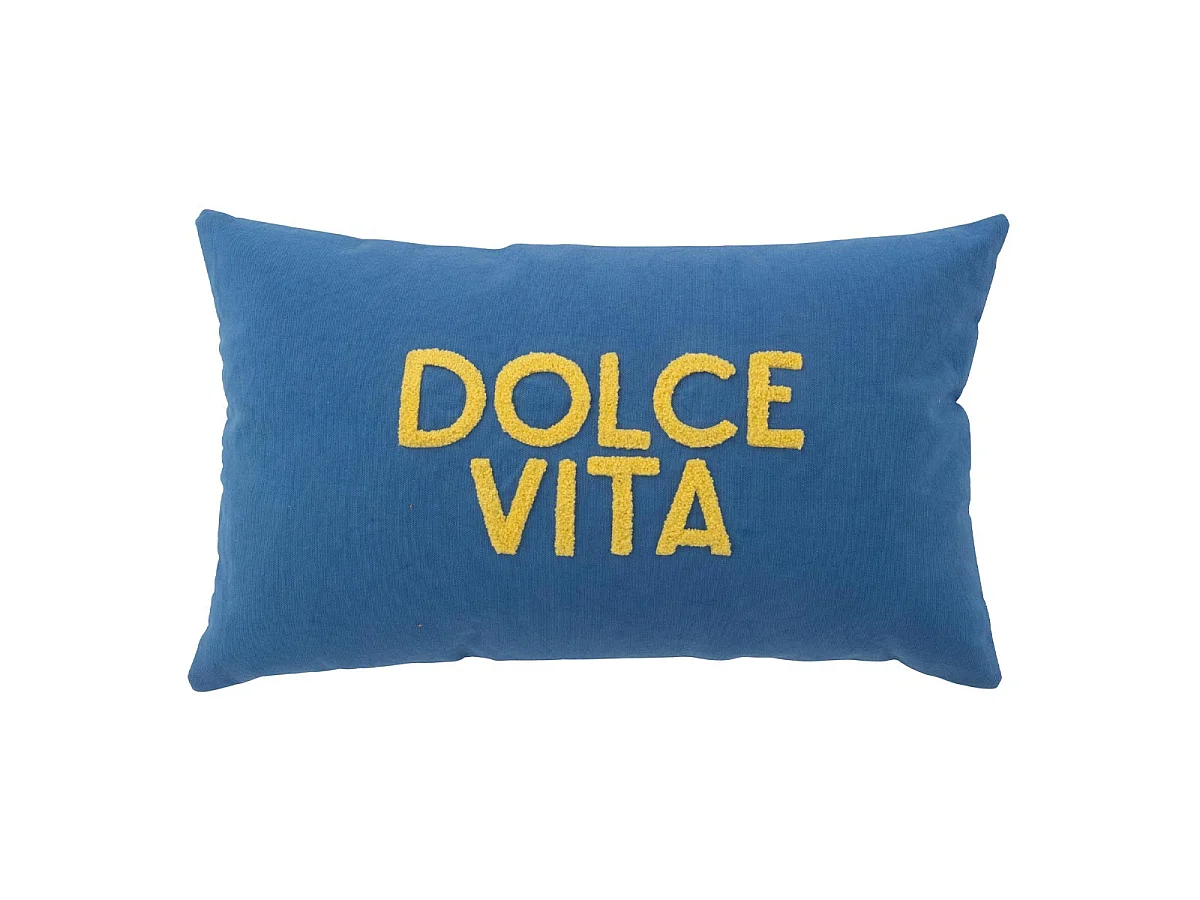 Coussin Déco en Coton "Dolce Vita" 30x50cm Bleu