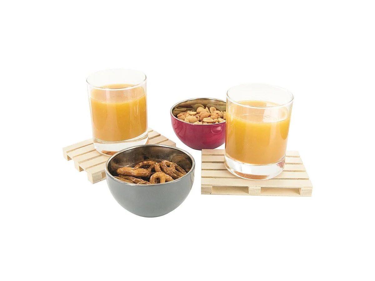 Set de 4 dessous de verre en forme de palette en bois de pin naturel