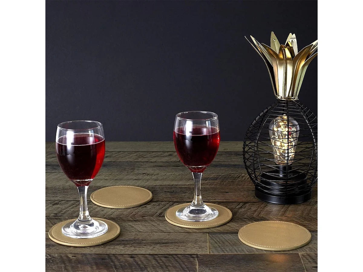 Set de 4 dessous de verre ronds en plastique effet doré (Ø10 cm)