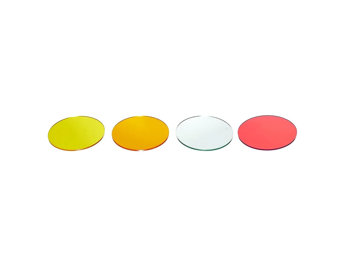 Set de 4 dessous de verre en acrylique rouge, orange, jaune et transparent (Ø10cm)