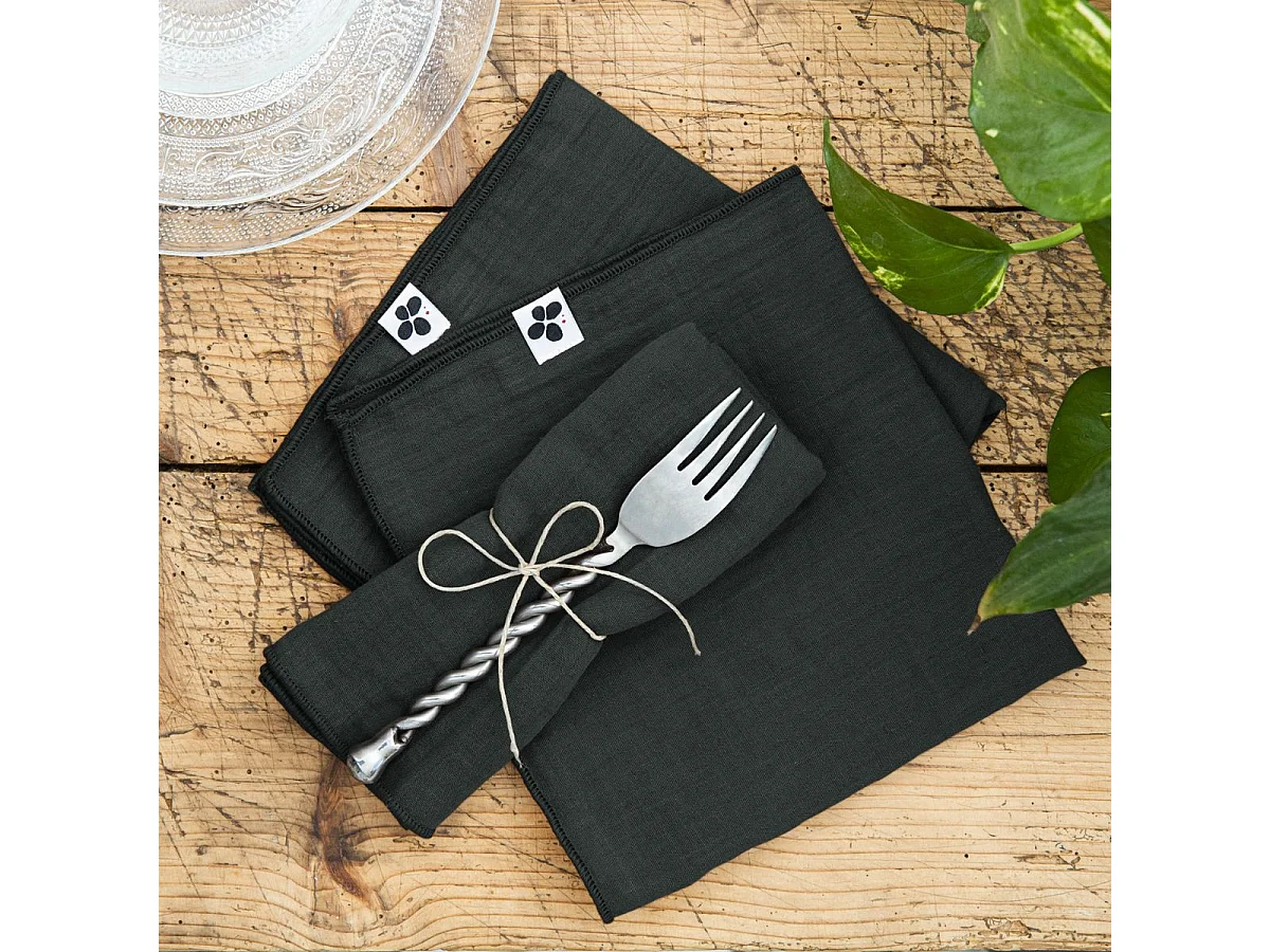 Lot de 3 Serviettes 40x40cm Gaze de Coton Sapin - OUREA