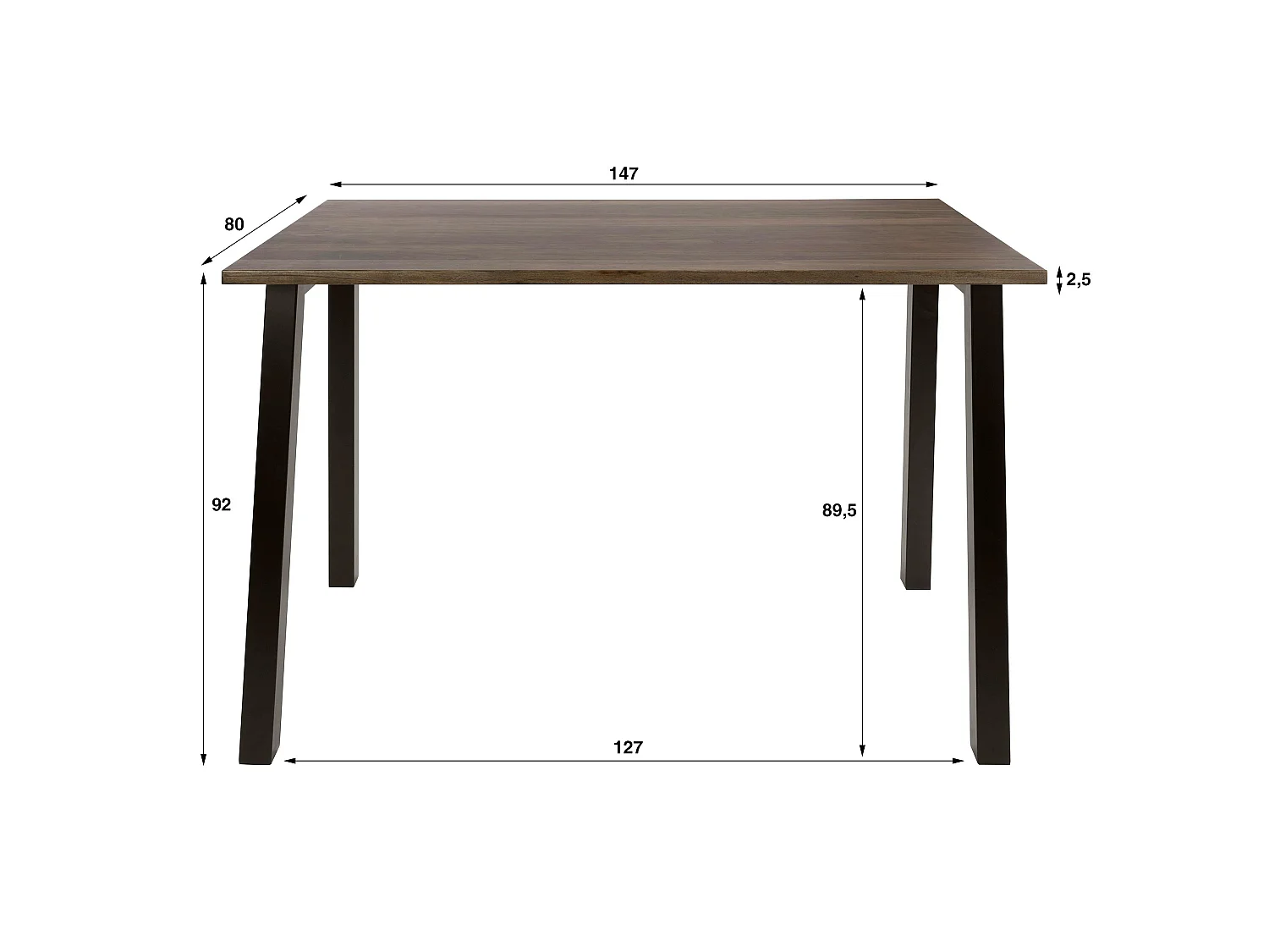 Table haute cuisine en bois d'acacia foncé 147 cm NAKO