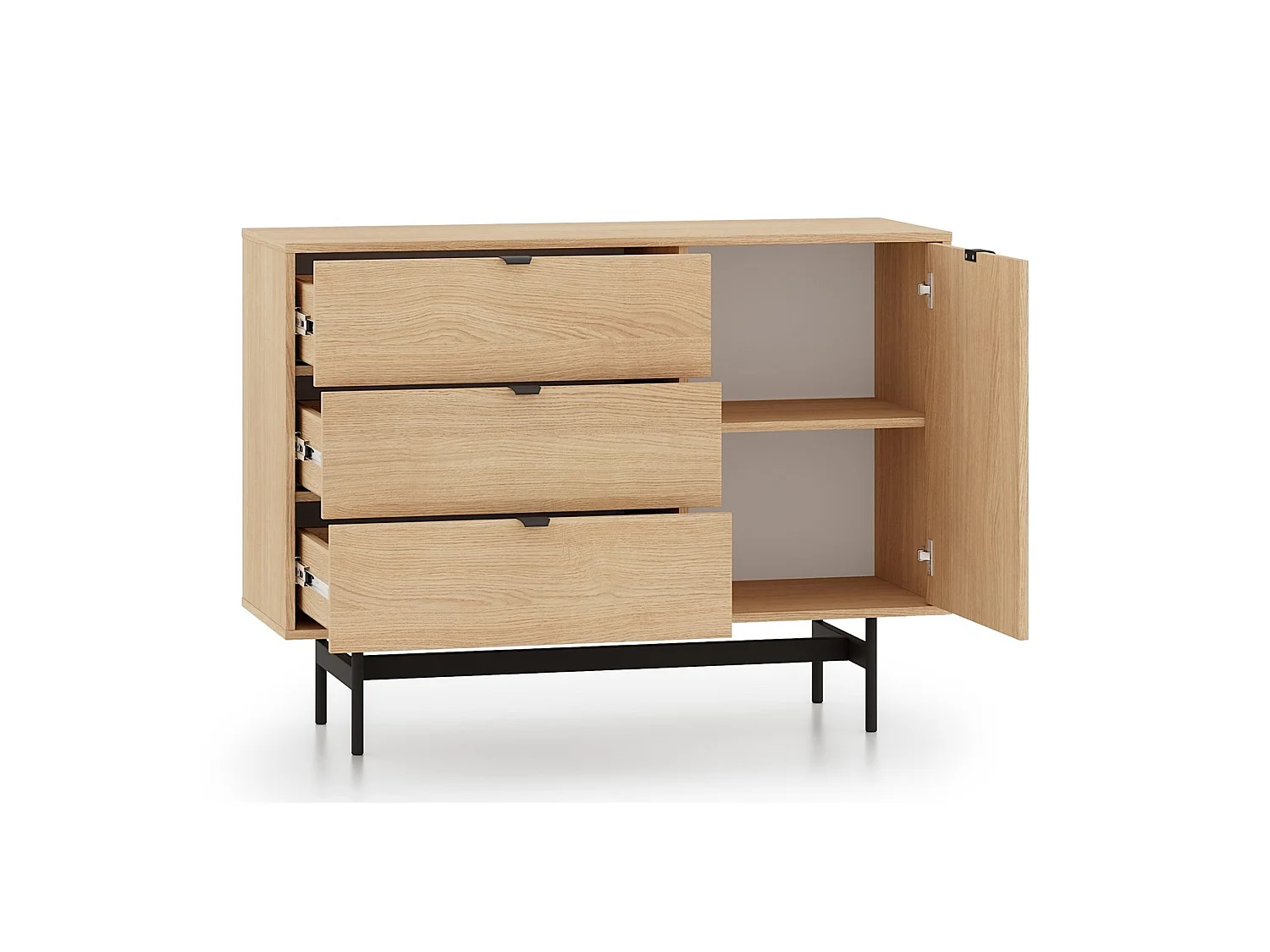 Buffet avec 1 porte et 3 tiroirs - 115 cm - Chêne mavelie - HEGGERS