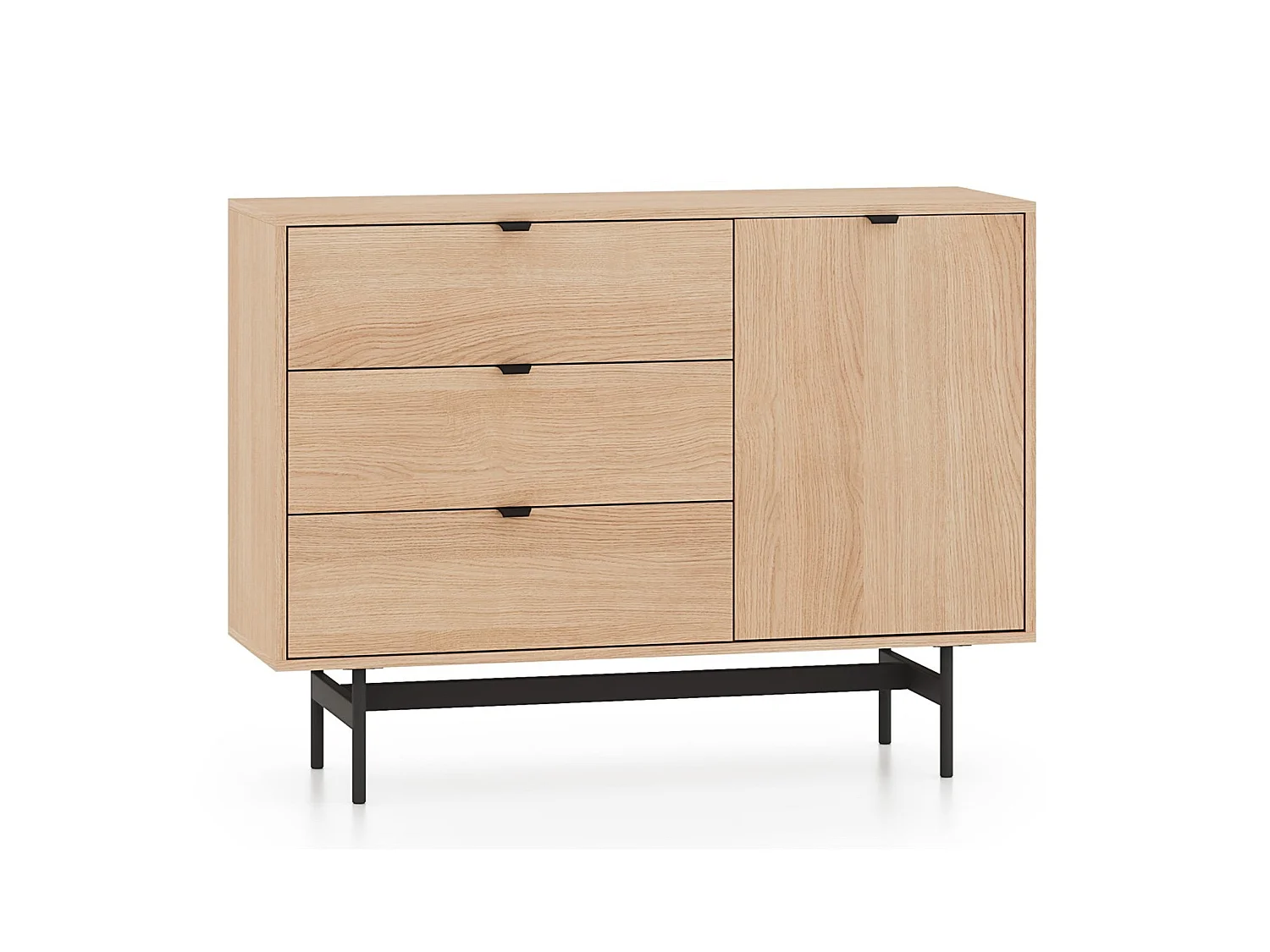 Buffet avec 1 porte et 3 tiroirs - 115 cm - Chêne mavelie - HEGGERS