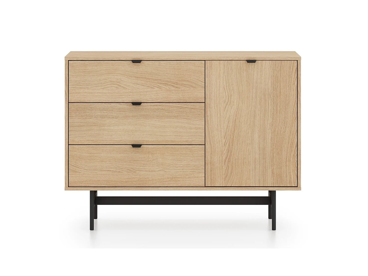 Buffet avec 1 porte et 3 tiroirs - 115 cm - Chêne mavelie - HEGGERS