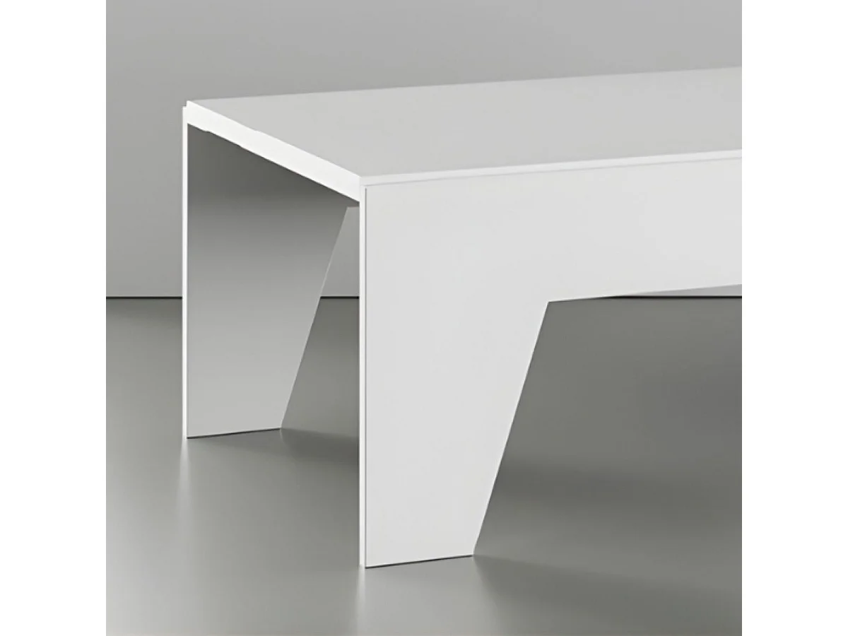 Ensemble salon design laqué blanc pieds et poignées métal anthracite - CARAT