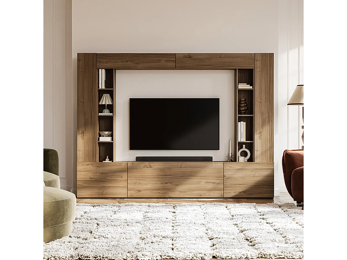 TV-møbel med 5 låger og 16 hylder 260 cm Nala Træ