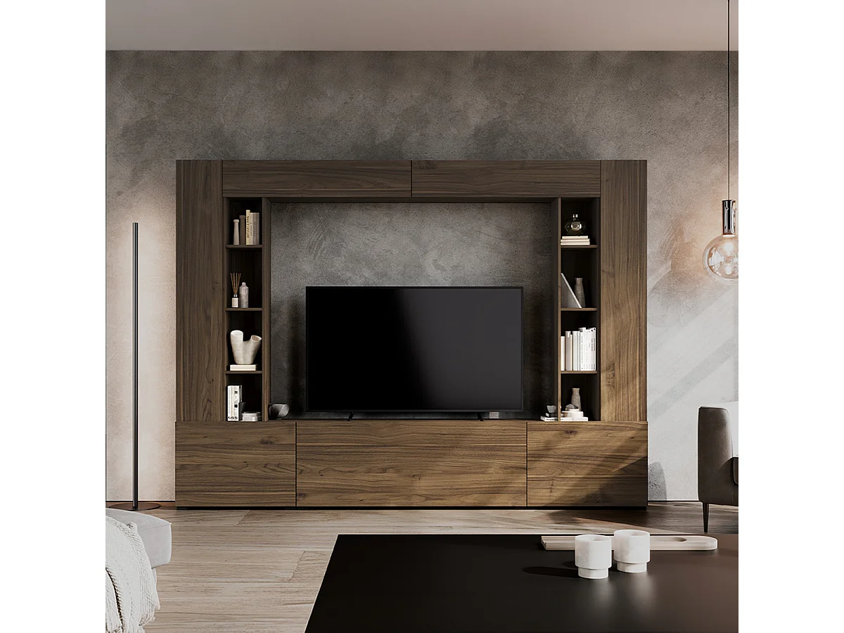 TV-møbel med 5 låger og 16 hylder 260 cm Nala Træ
