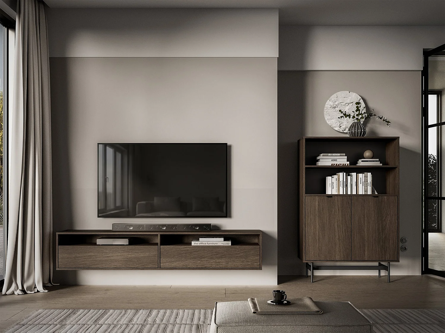 TV-Hängeboard 2-türig mit Fächern - Dunin Eiche - 180 cm - Heggers