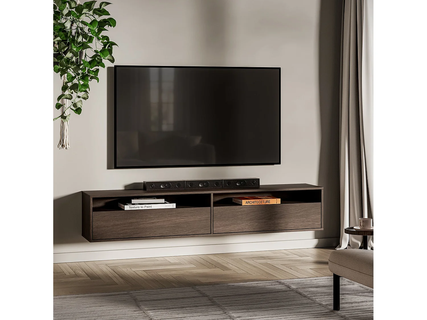 TV-Hängeboard 2-türig mit Fächern - Dunin Eiche - 180 cm - Heggers