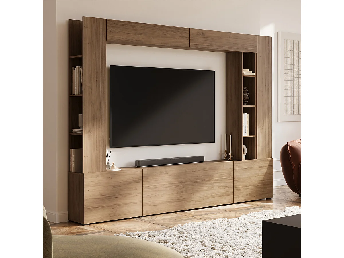 TV-møbel med 5 låger og 12 hylder 260 cm Nala Træ