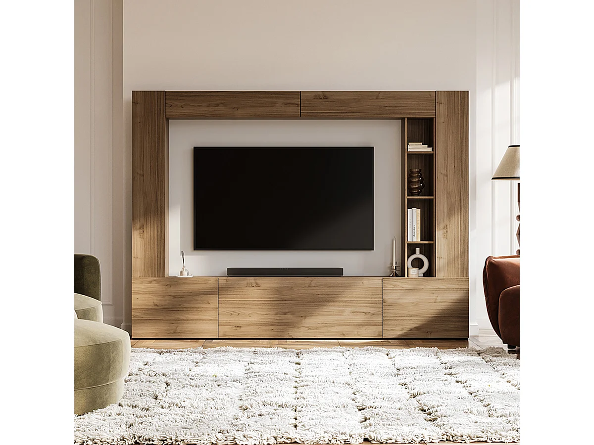 TV-møbel med 5 låger og 12 hylder 260 cm Nala Træ