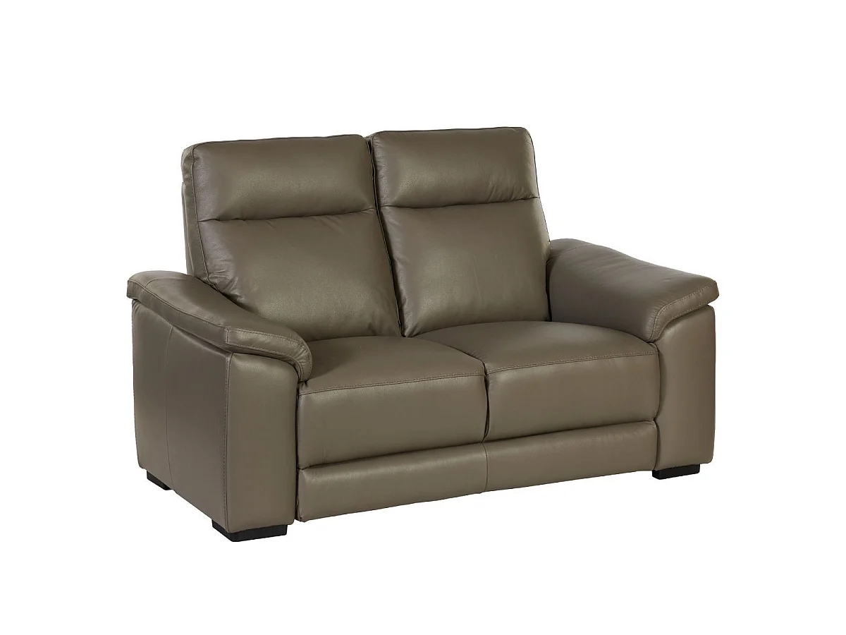 Canapé Relax Electrique 3 Places + Canapé 2 Places Fixe en cuir taupe foncé - STANLEY