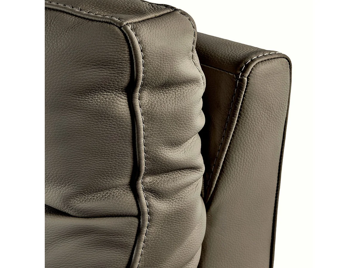 Canapé Relax Electrique 3 Places + Canapé 2 Places Fixe en cuir taupe foncé - STANLEY