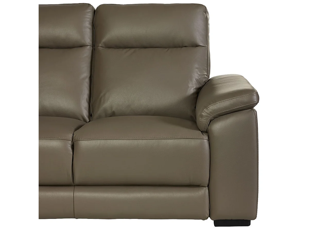 Canapé Relax Electrique 3 Places + Canapé 2 Places Fixe en cuir taupe foncé - STANLEY