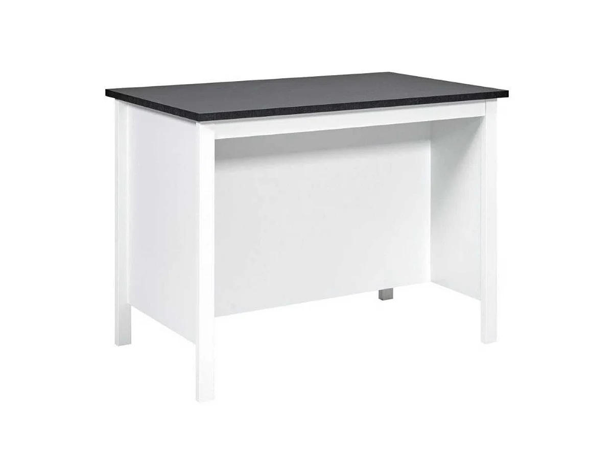 Ilot de Cuisine Blanc et Plateau Anthracite - KENNY