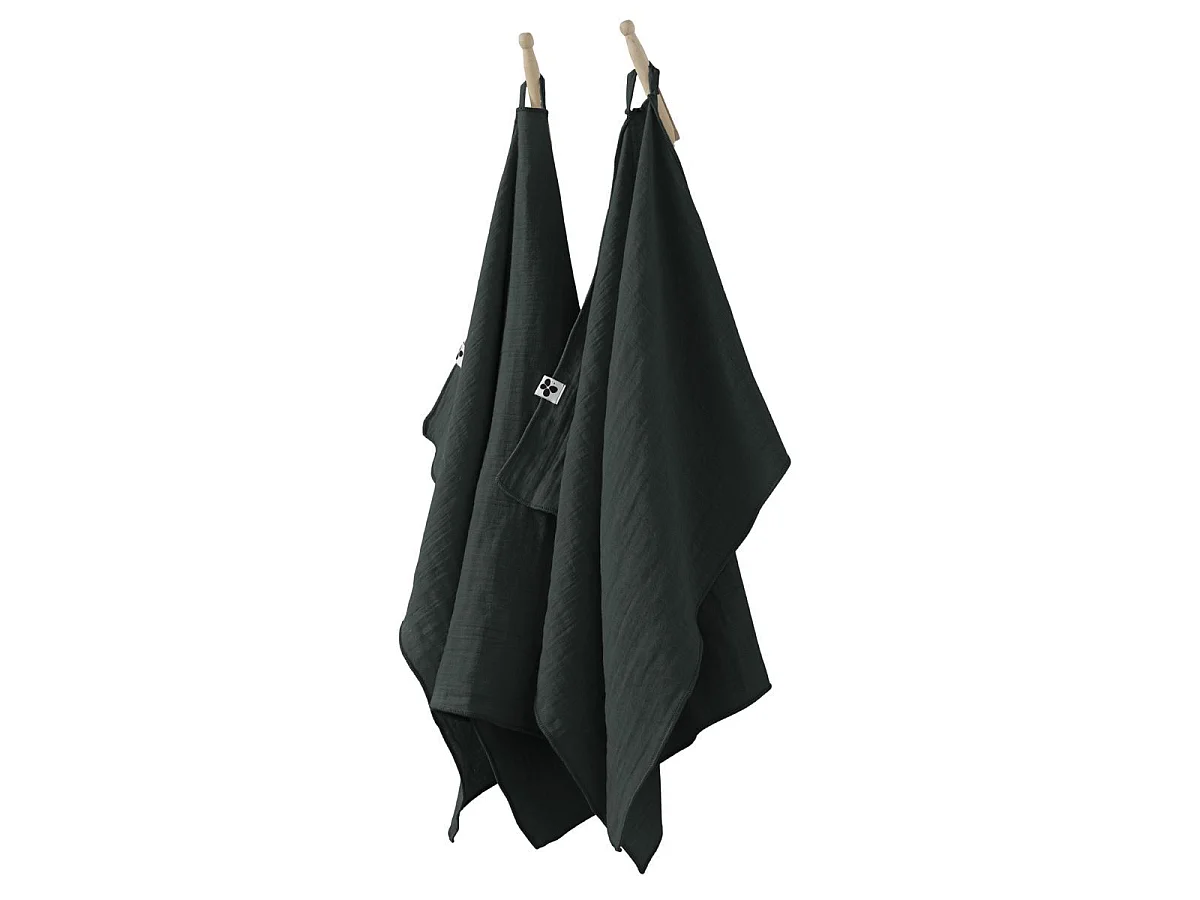 Lot de 2 Essuie-mains 50x70cm Gaze de Coton Sapin - OUREA