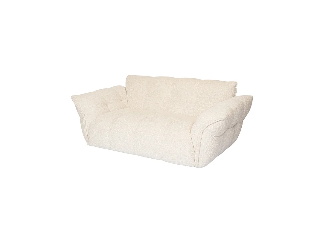 Gauffre - Canapé 2 places en tissu bouclette beige