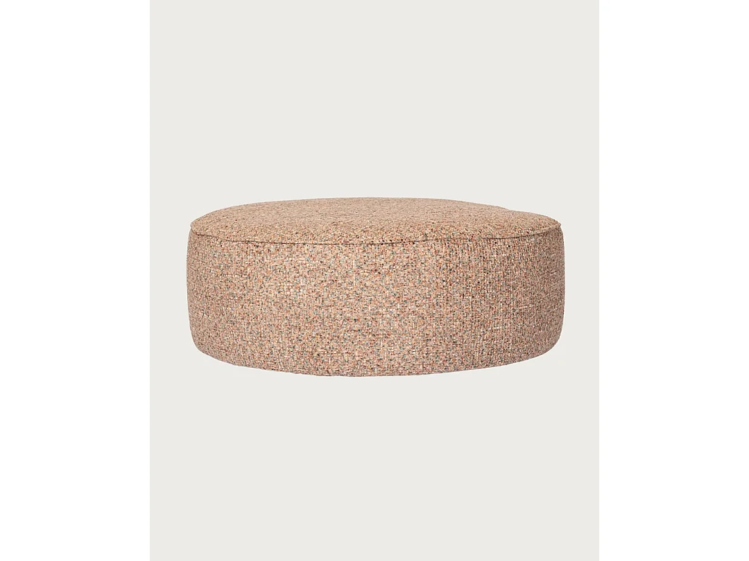 Élise - Pouf rond en tissu beige