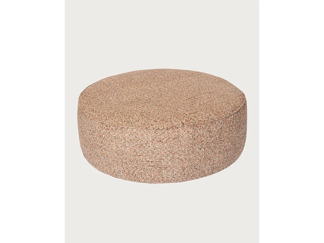 Élise - Pouf rond en tissu beige
