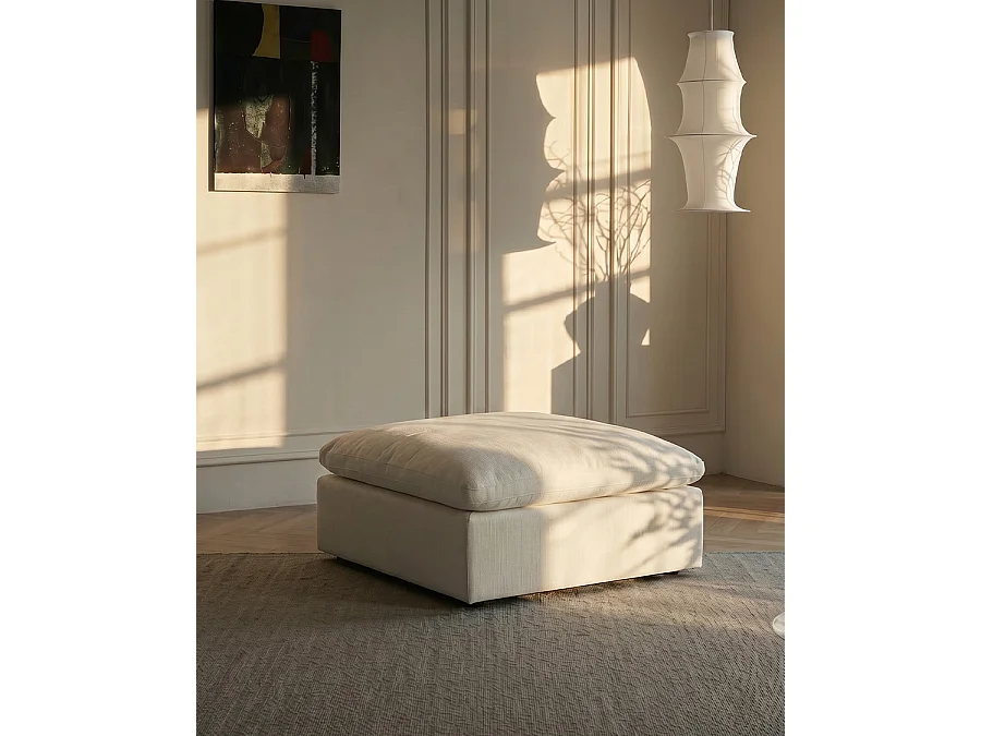 Pouf in lino color beige Cloud