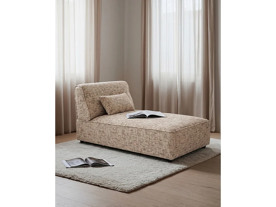 Élise - Méridienne 1 place en tissu beige