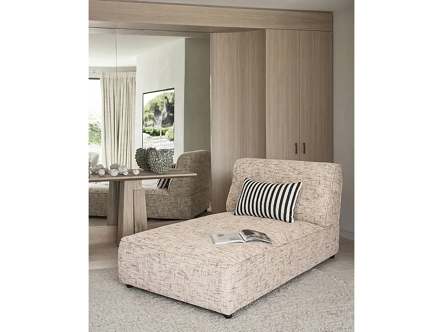 Élise - Méridienne 1 place en tissu beige