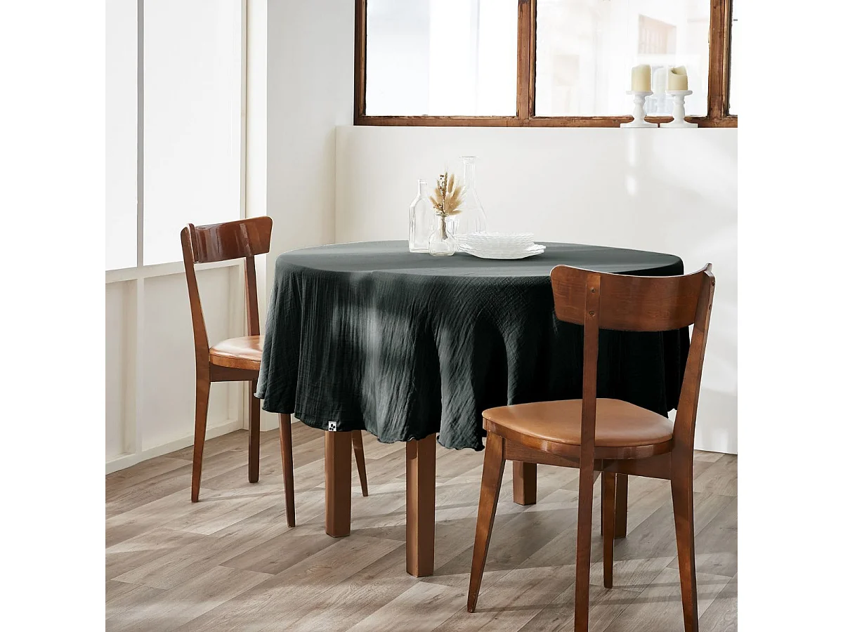 Nappe Ronde Ø180cm Gaze de Coton Sapin - OUREA