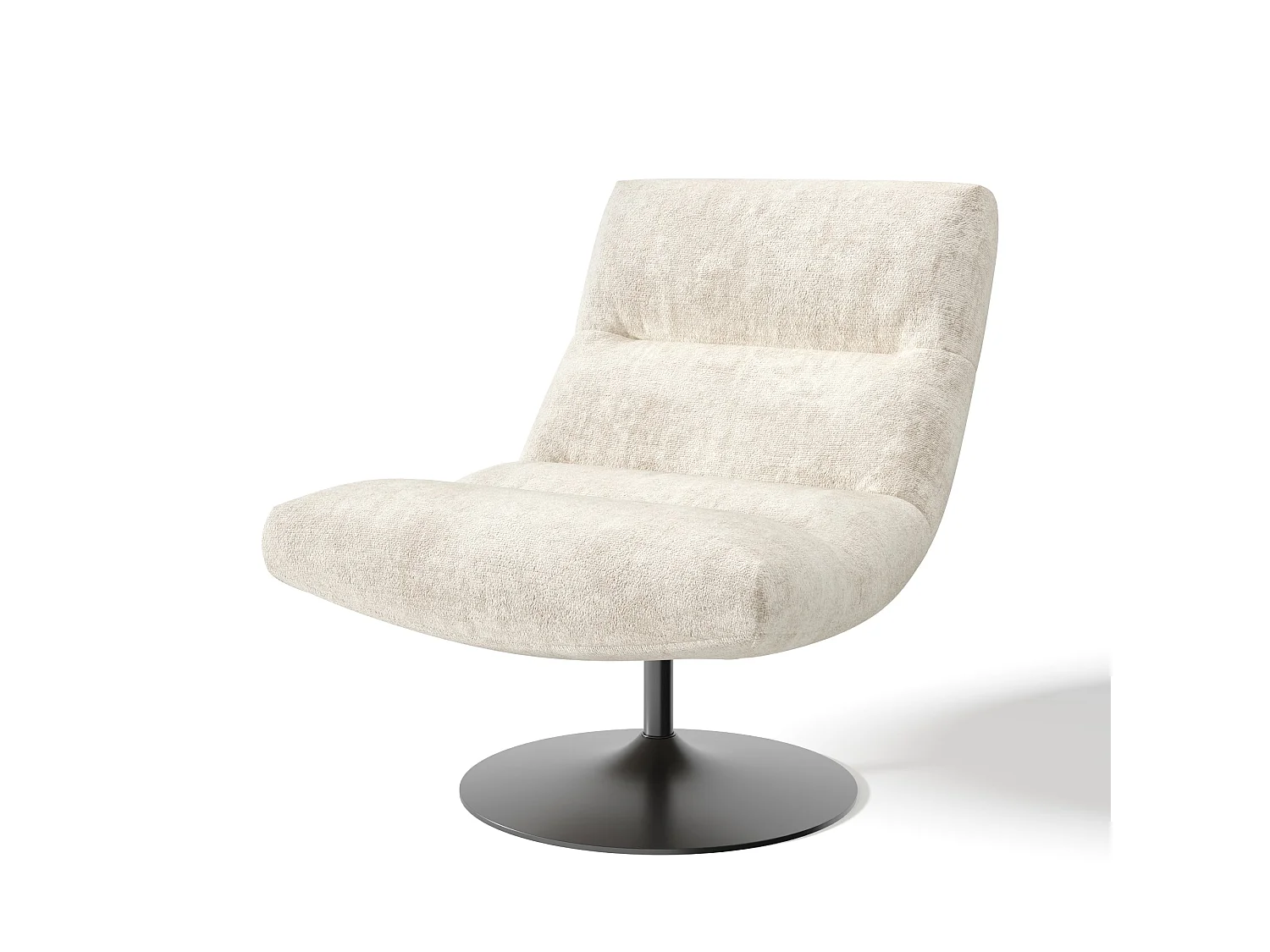 Fauteuil pivotant ROMA en velours texturé crème 77x93cm