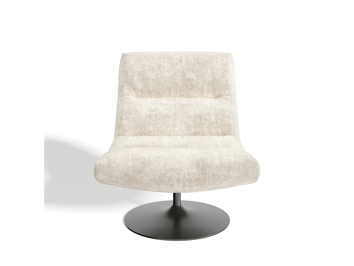 Fauteuil pivotant ROMA en velours texturé crème 77x93cm